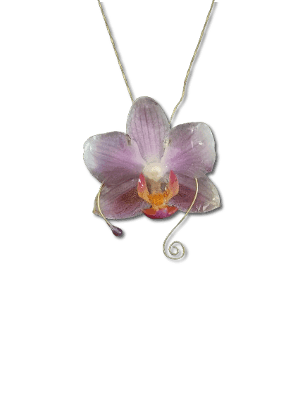 Pendentif en fleur d'orchidée naturelle